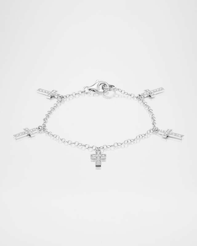 Sterling Silver Cross Dangle Bracelet with Diamonds